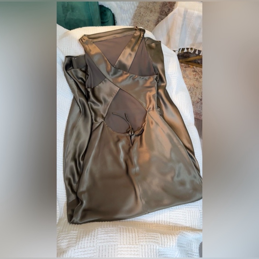 Reformation Olive Satin Maxi Dress - Picture 13 of 16